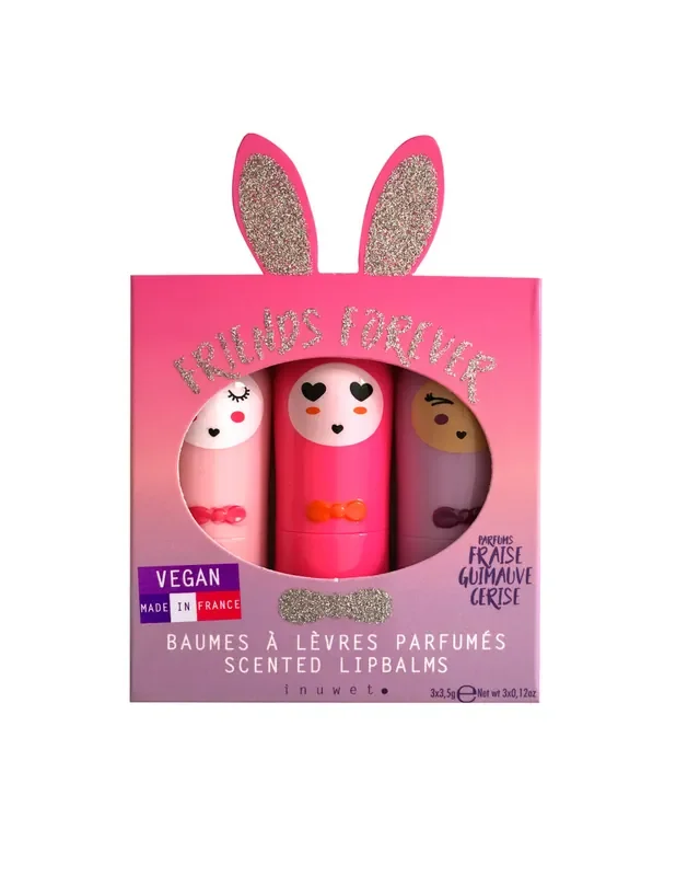 3 balsamos labiales formula vegana Cereza fresa nube – Dandini VINCB03