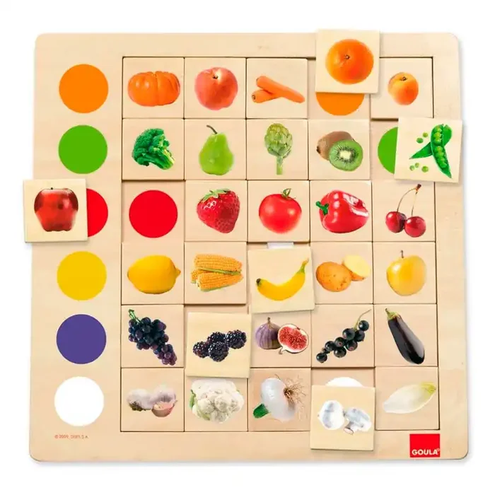 A qué quiero jugar Juego de Madera de Asociación de Colores con Frutas y Verduras