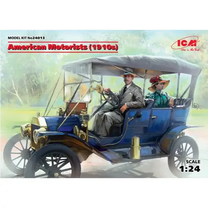 Automovilistas estadounidenses (años 1910) (1 conductor masculino, 1 figura de pasajera) (100% moldes nuevos)