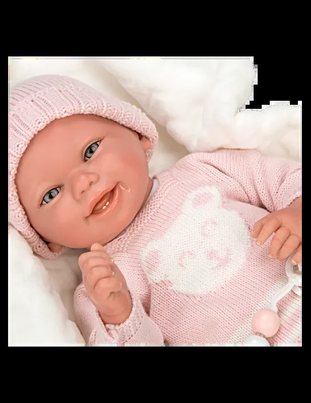 Bebé Reborn 40 cm Adriana rosa con manta – Arias 98149