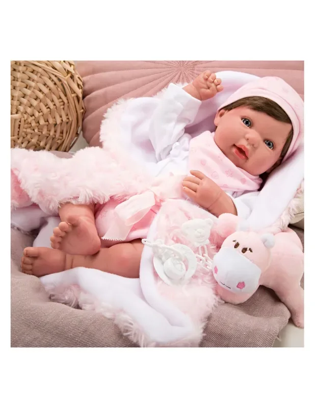 Bebé reborn aina con manta, peluche y pelo – Arias 98085