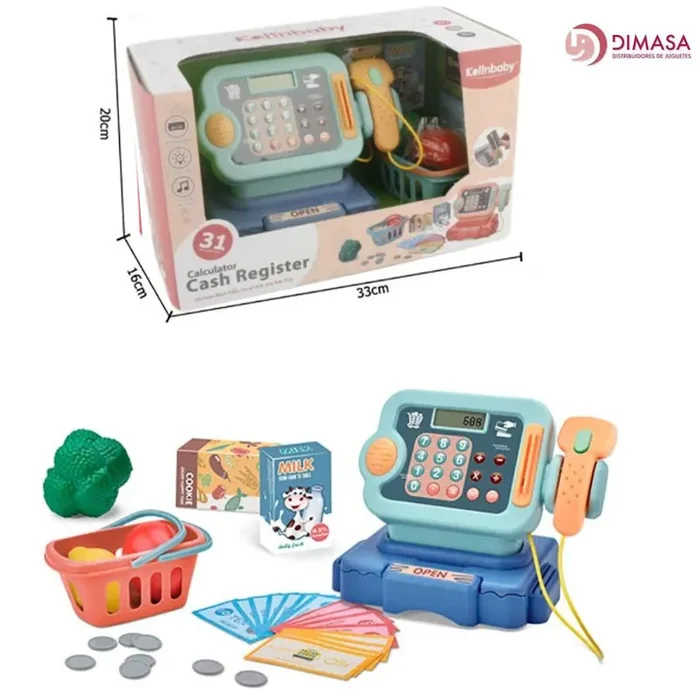 Caja de supermercado barata de juguete azul