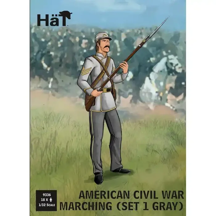 Figuras ACW Marching set 1 molded in Light gray color like ACW Confederates