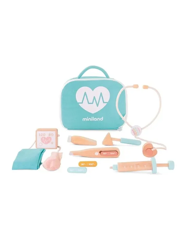 maletin médico de madera de juguete
