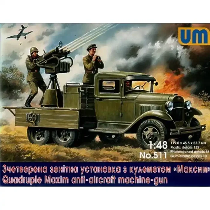 Maqueta Soviet truck GAZ-AAA with anti-aircraft plant Maksim