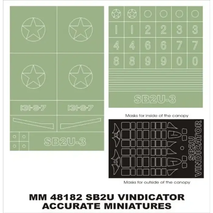Máscaras insignias Vought vindicador SB2U 2 máscaras de canopy (exteriores e interiores) + 2 (diseñado para ser agricultura con
