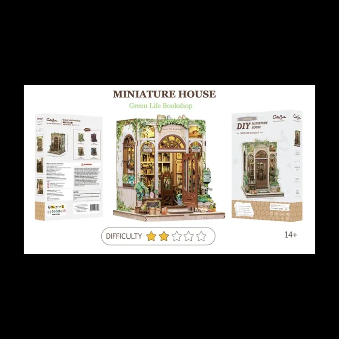 MINIATURE HOUSE – DIY – Vie Verte Bookstore – 196pc + LED Lighting