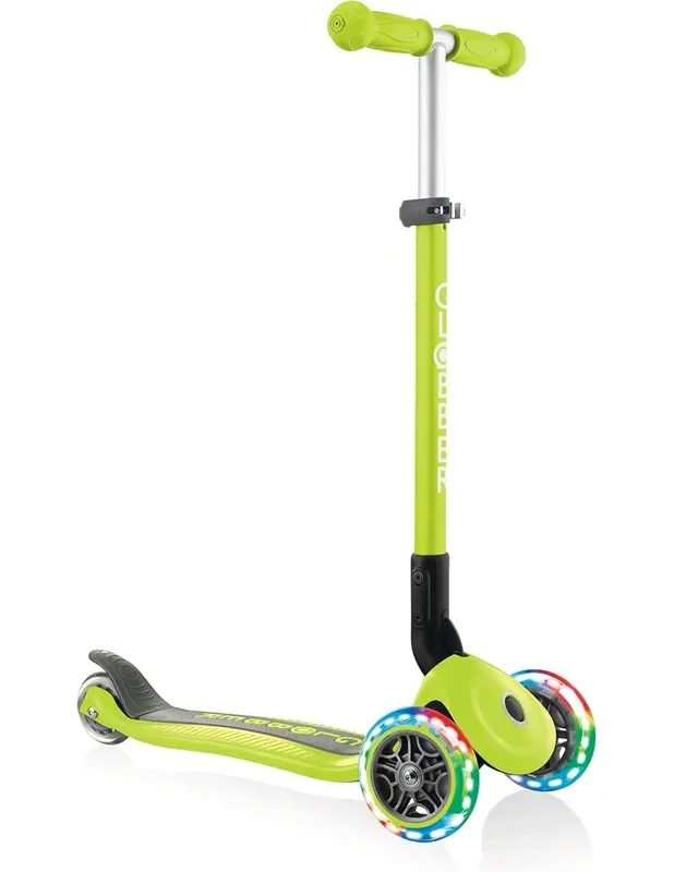 Patinete para niños – Primo Luces Plegable Verde – Con Ruedas Luminosas – Globber