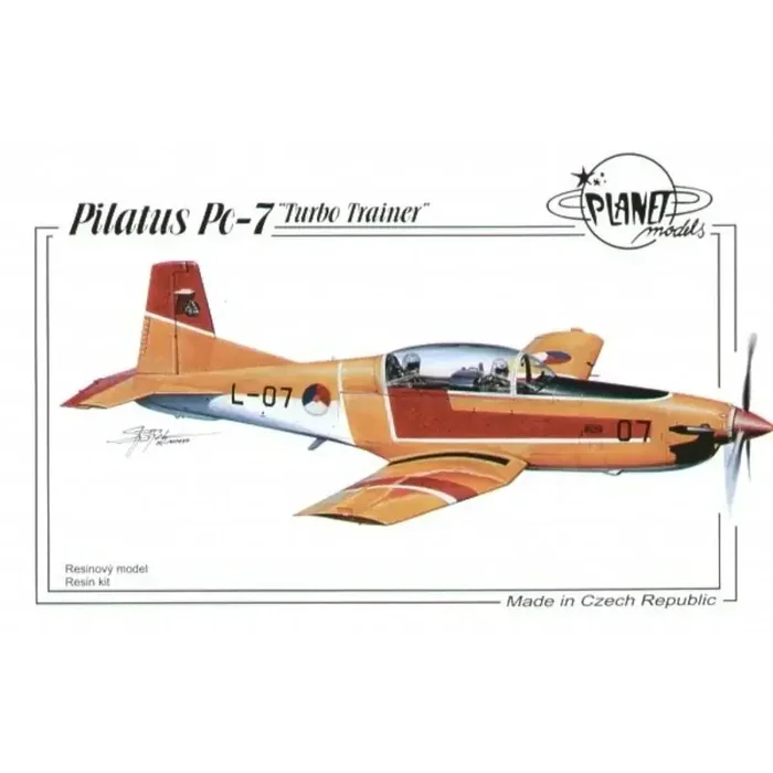 Pilatus Pc-7. Full resin kit of a trainer aircraft. Kit contains vacu canopy and decals for Dutch and Swiss aircraft.