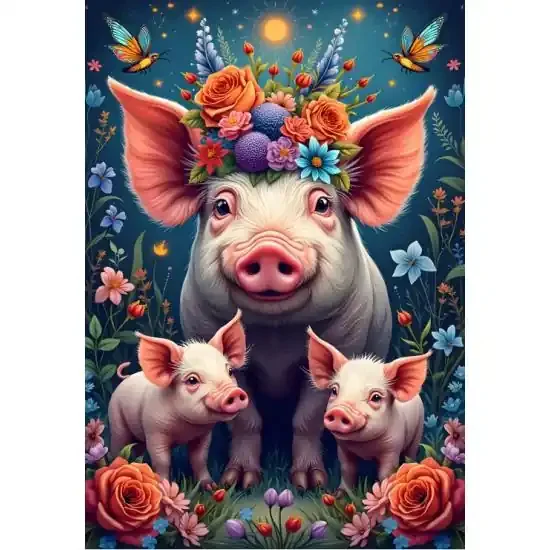 Puzzle Alipson Familia De Cerdos de Paseo de 1000 Piezas