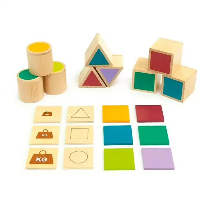 Quiere aprender Pesos y Atributos – juego de clasificación de madera