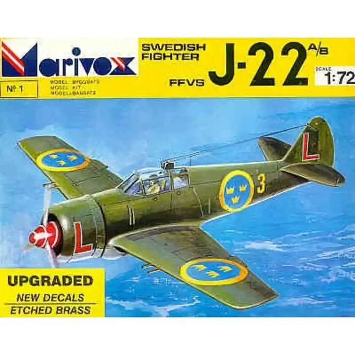 Saab J-22A/B Swedish Fighter with improved decals and etched part. Up-graded version…