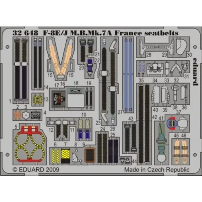 Vought F-8E/J Crusader Martin Baker Mk.7A France seatbelts (diseñado para ser ensamblado con maquetas de Trumpeter)