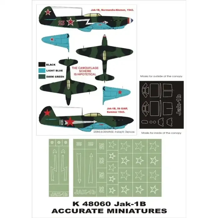 Yakovlev Jak-1 1B 2 máscara de canopy (exteriores e interiores) + 2 máscaras de las insignias (diseñado para ser la agricultura